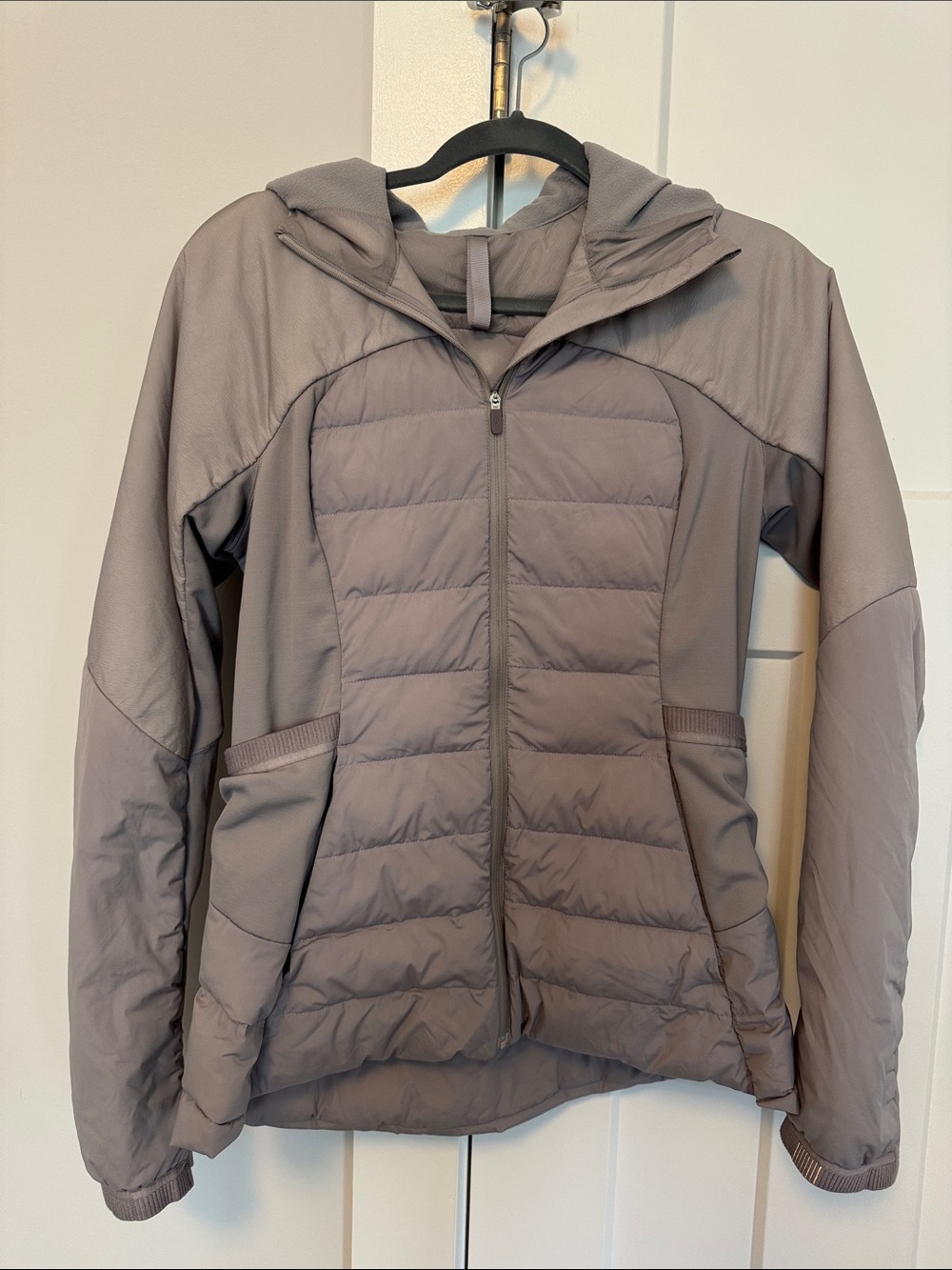 lululemon athletica Quilted Hooded Puffer Jacket — Taupe Gray